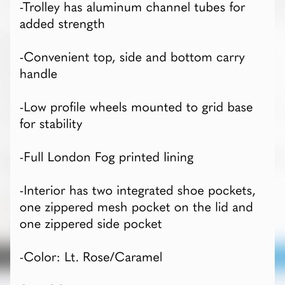 London Fog Signature Collection Under Seat Bag- Rose/Caramel - Picture 11 of 11